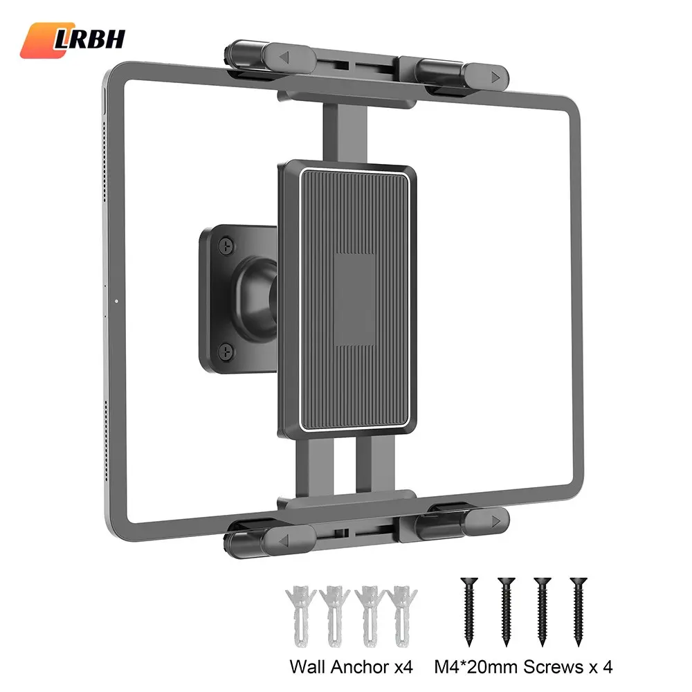 LRBH Tablet Wall Mount, 360° Rotation Tablet Holder Stand, Sturdy Base, Kitchen Wall Mount Compatible with iPad/iPhone/All 4.7-15 Inch Devices