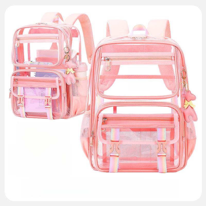 Clear Backpack, Heavy Duty Transparent Bookbag Girls Women, Stadium Approved See Through Backpack with Lunch Box