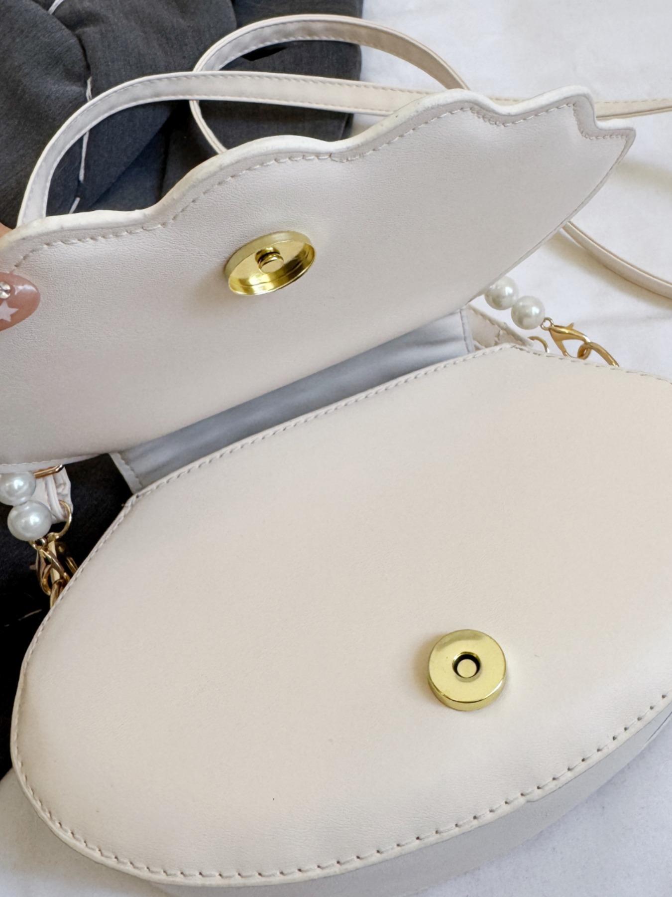 Women's Elegant Shell Shaped Bag, Fashionable Pearl Decorated Crossbody Bag for Daily Used, Casual Trendy Versatile High-quality Daily Commuting Bag