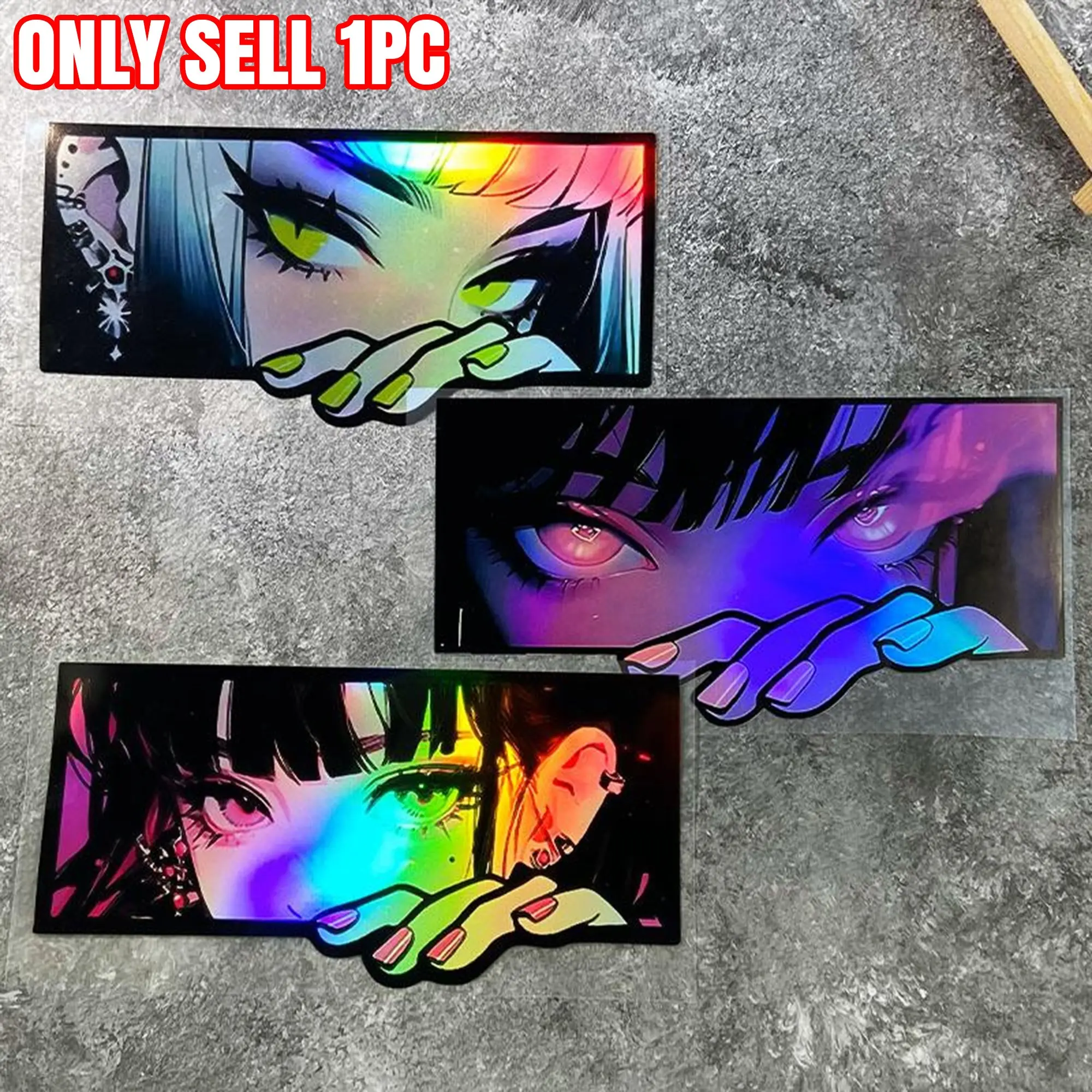 Reflective Laser Anime Girl Motorcycle Motorbike Sticker Decals, JDM Style Waterproof Suitable for Motorcycle Fuel Tank, Front Windshield, Scooter Body, Car Triangle Window, Motorcycle Stickers