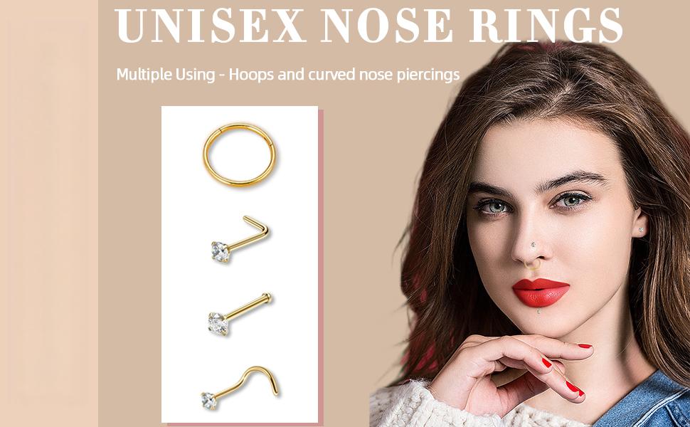 Nose Rings Hoop and Nose Studs Sets for Women Men,Hypoallergenic 316L Surgical Stainless Steel Hinged Clicker Segment Nose Rings Hoop Helix Cartilage Daith Nose Rings Hoop and Nose Studs Sets for Women Men,Hypoallergenic 316L Surgical Stainless Steel Hinged Clicker Segment Nose Rings Hoop Helix Cartilage Daith