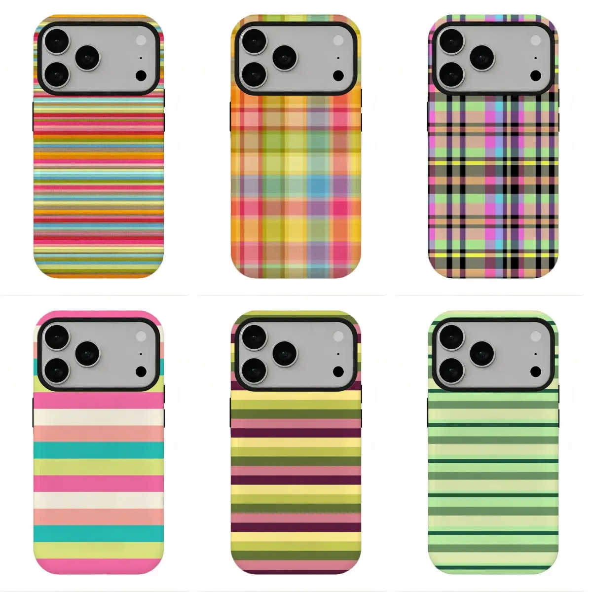 Retro Colorful Horizontal Stripe Phone Case, Compatible for iPhone 17Promax 16 15 14 13 12 11 and for Samsung S26‑21, Cottagecore Aesthetic, Bright Indie Vibe, Anti‑Drop Phone Shell, Ideal Holiday Gift