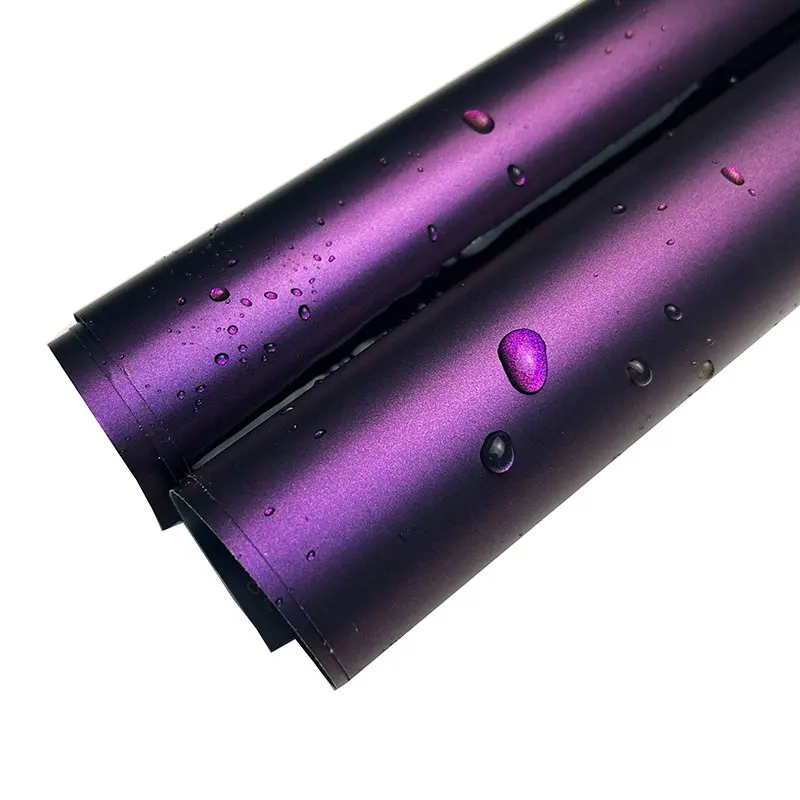 PET Ultra Matte Ghost Black Purple Metallic Car Vinyl Wrap Film With Air Release Self Adhesive DIY Motorcycle Bicycle Decoration Sticker Decal Car Stickers Car Wraps