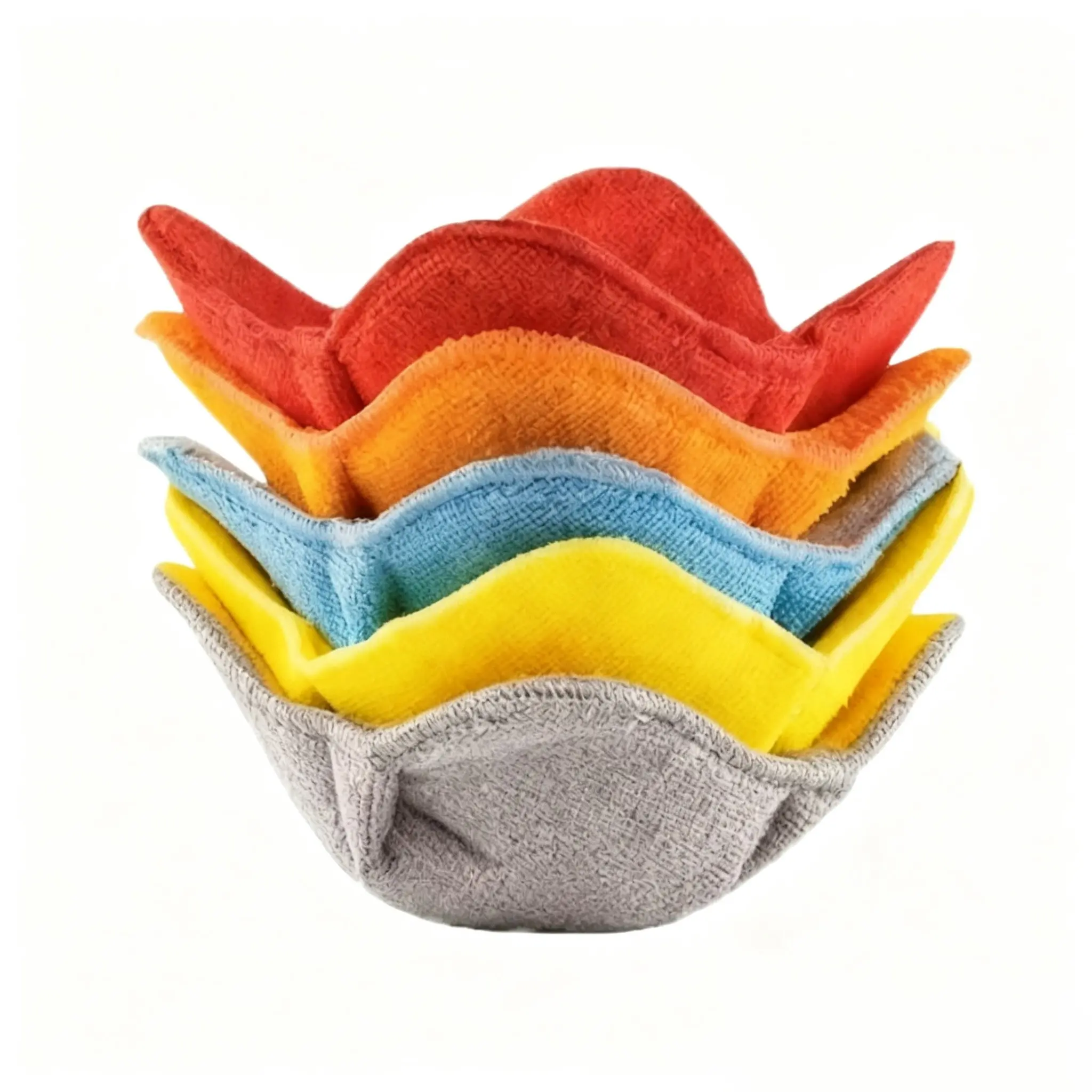 Bowl Snuggies, Multicolor Set of 5 Microwave-Safe Hot Bowl Holders to Keep Your Hands Cool and Your Food Warm, Polyester & Sponge Heat Resistant Dish Pads for Soup, Rice and Pasta