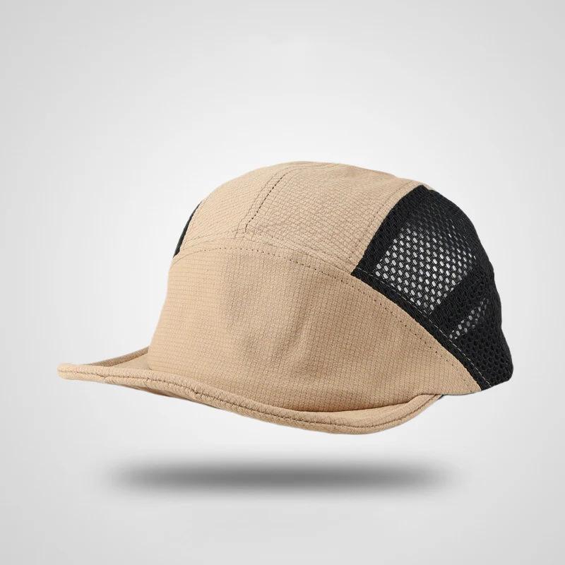 Korean Style Quick-dry Mesh Baseball Caps Men Women Soft Short Brim Breathable Snapback 5 Panel Hat Outdoor Camping Fishing Hats