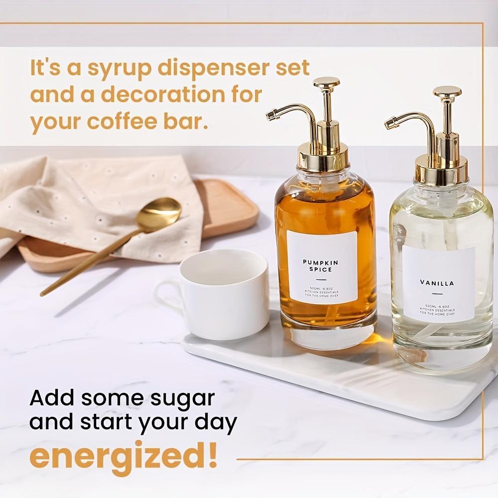 2pcs Set, Syrup Dispenser, Coffee Syrup Bottle, Coffee Bar Syrup Dispenser, Coffee Pump Dispenser, Oil Dispenser, Glass Syrup Bottle with Pump, Lotion Bottle, Hand Sanitizer Dispenser Bottle, Shampoo And Shower Gel Dispenser Bottle