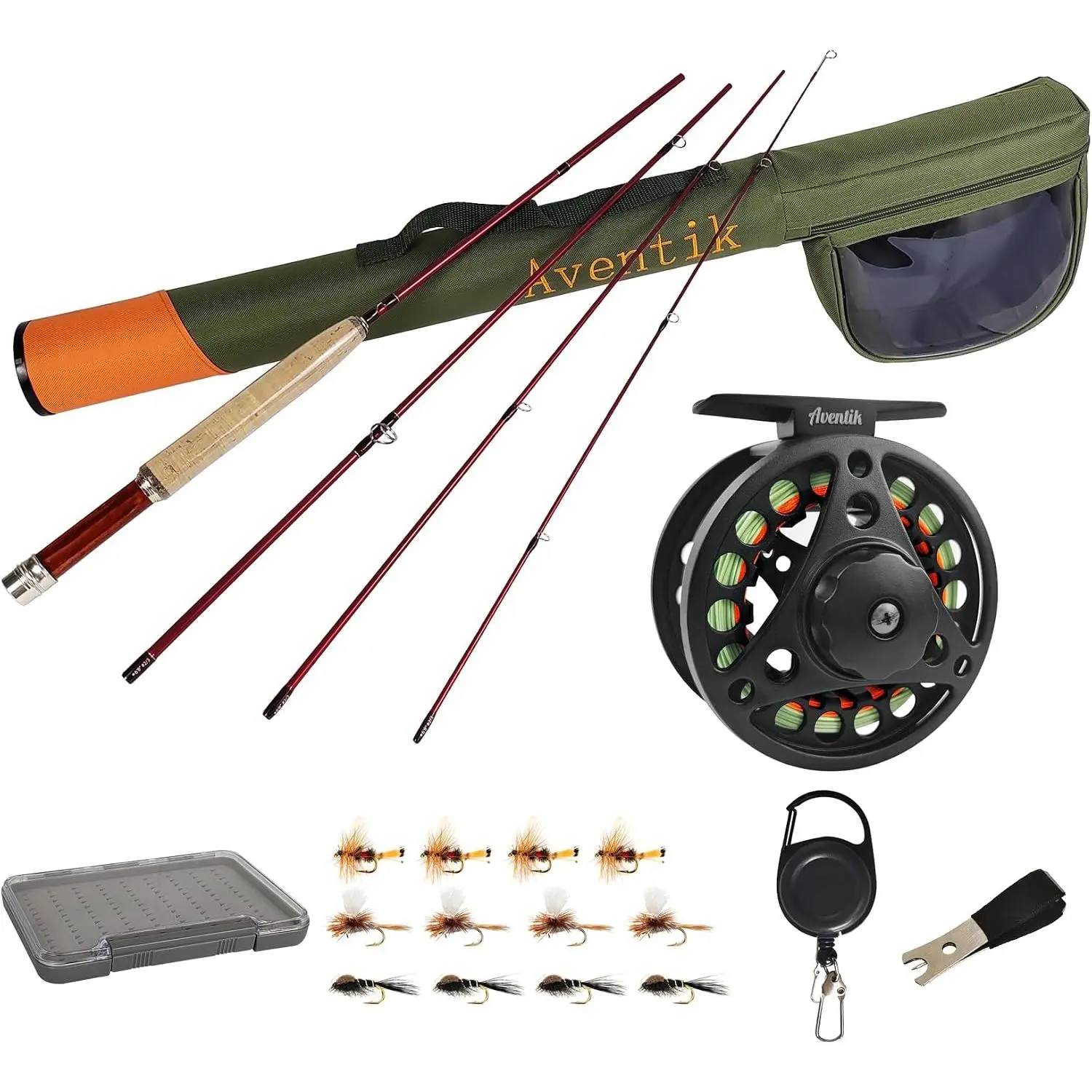 Aventik  Fly Fishing Combo Kit 0/1/2/3/4/5/6 Weight Starter Fly Fishing Rod and Reel Kit Outfit with  Travel Case