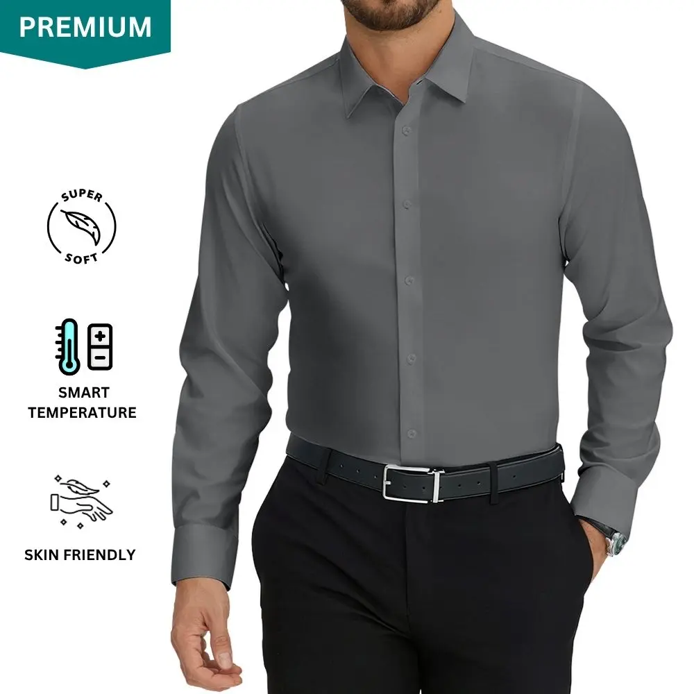 ROUWELL Premium Wool-Modal Dress Shirt Regular Fit Ultra-Soft Performance Dress Shirt for Men The "Closer" Shirt for Men Effortless Quiet Luxury & Comfort Look Sharp, Look Expensive & Look Rich, Your Important Moment Shirt #BacktoSchool