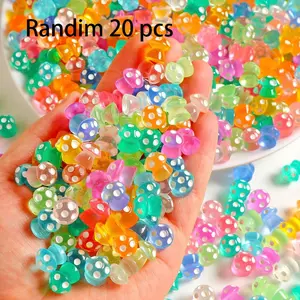 20 Night Glow Resin Mini Mushrooms, Home Decor Small Ornaments, Bedside Night Light Mini Models, DIY Festival Hanging Toys