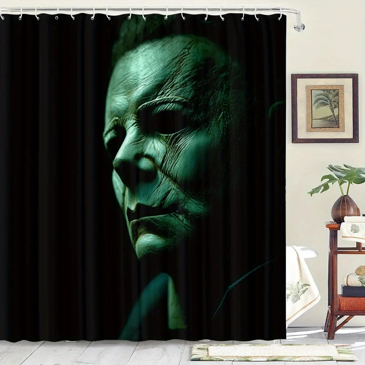Horror Shower Curtain Single Piece Horror Element Series Pattern  Home Decor Window Drapes Bathroom Door Curtain Semi-Blackout Shower Curtain Includes  Festive Decoration Pattern