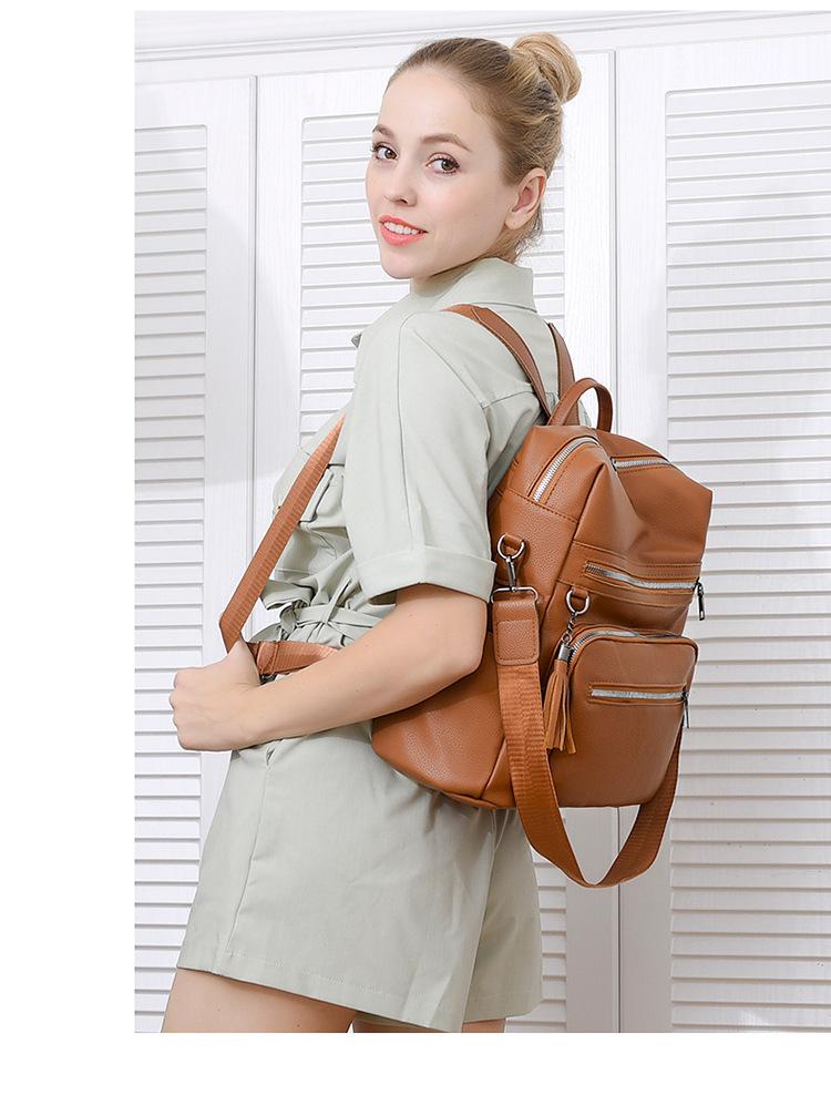 Vintage PU Backpack Casual Large Capacity Women's Backpack