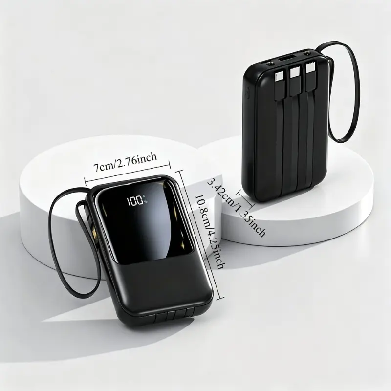 Compact‑Sized 20000mAh Power Bank, 22.5W High‑Speed Fast‑Charge Ultra‑Slim Portable Charger, Built‑in LED Digital Display for Remaining Battery Level, Durable External Battery Pack, Exquisite Holiday Gift for Loved‑Ones Phone Black