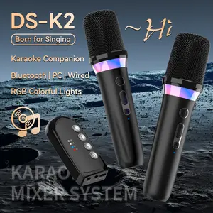 Karaoke Companion Wireless Microphone Dynamic Bluetooth 5.3 DSP Mixing System RGB Color Lights 3.5mm Amplifier