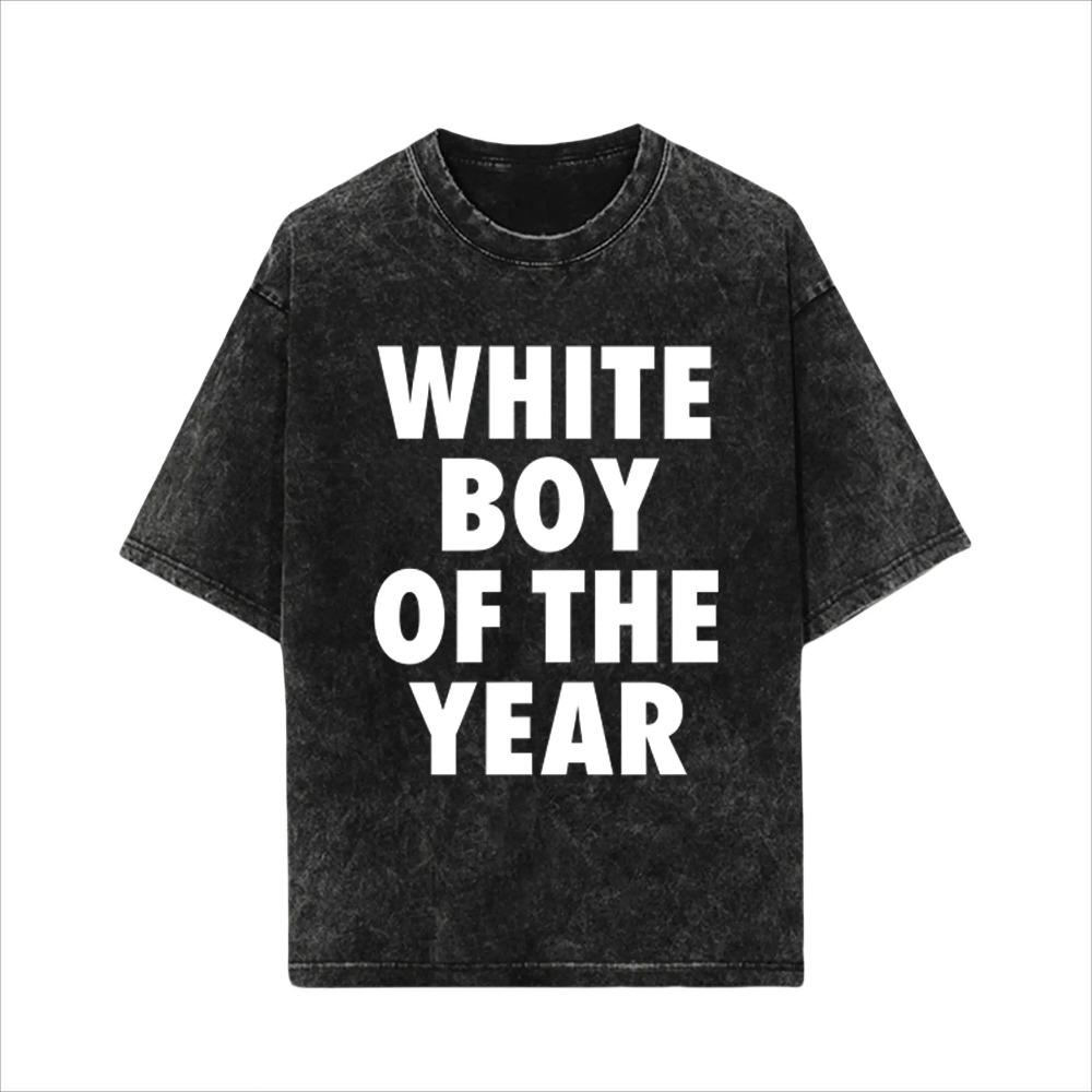 WHITE BOY OF THE YEAR SHIRT - Man Menswear Oversized Tshirt Streetwear Casual Classic Cotton Shortsleeve