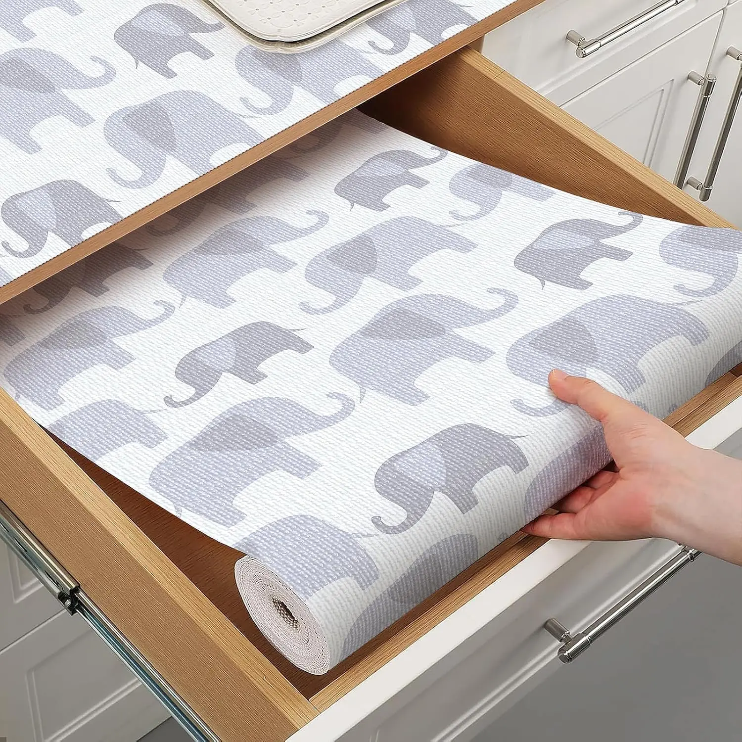 Elephant Shelf Liner Kitchen Cabinets Drawer Liner 12IN x 10FT | Non-Adhesive Cabinet Liner for Shelves Cupboard  Kitchen Shelf Paper  Grip Non-Slip Dresser Drawer Liners
