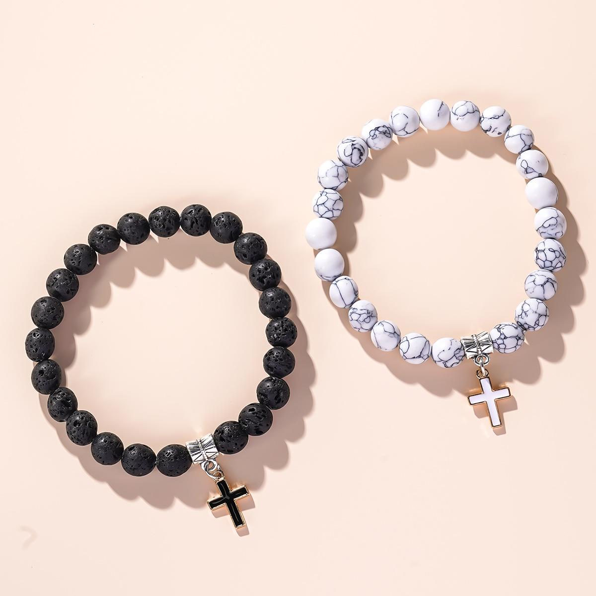 2pcs Matching Cross Couples Bracelets For Women Men Bf And Gf Boyfriend Girlfriend Jewellery 2pcs Matching Cross Couples Bracelets For Women Men Bf And Gf Boyfriend Girlfriend Jewellery
