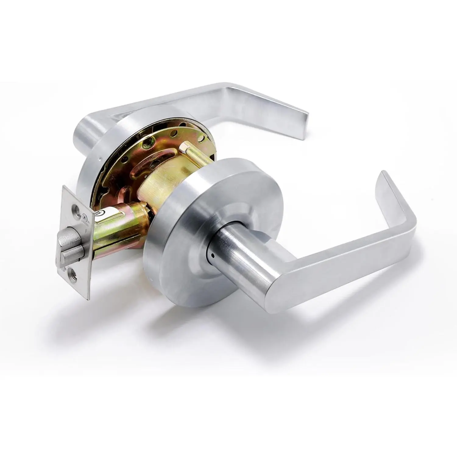 [UL Listed] Passage Commercial Door Lever Lock, Heavy Duty Grade 2 Lever Handle, ADA Compliant, 3 Hour Fire Rated, Non-Handed, Satin Chrome Finish, 2-3/4" Backset for Hallway & Office Doors