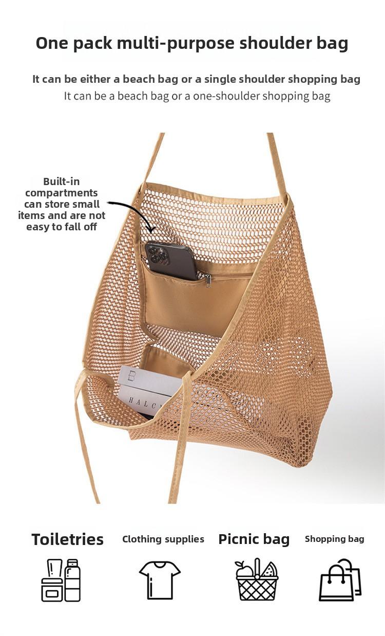 Large Capacity Beach Bag, Outdoor Mesh Camping Backpack, Foldable Shoulder Bag, Home & Outdoor Storage Bag, Ideal for Camping, Outdoor Camping Supplies