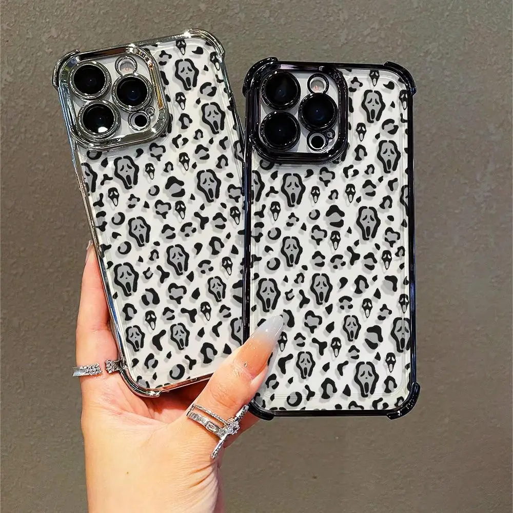 Spooky Faces Scream Mask TPU Shockproof Protective Cellphone Case - Stylish Tech Accessory for iPhone Series (11 Pro,12 Pro,13 Pro,14 Pro,15 Pro,16 Pro) and Samsung Phones, Ideal for Friends, Mobile Accessories