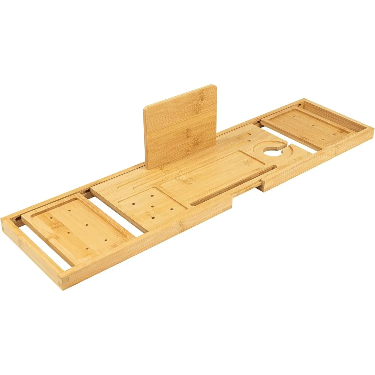 Utoplike Bamboo Bathtub Tray Caddy for Tub, Bath Table Bathroom Organizer