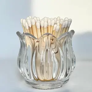 3 Pack Match Holder with Striker Glass Match Jar for 3.5 Inch Decorative Match Box for Scented Candle Dining Table Fireplace Bathroom Decoration, No Matches Included