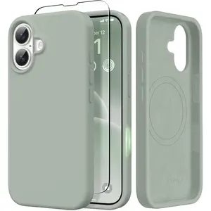 GONEZ Magnetic for iPhone 17 Case, [Compatible with MagSafe] Anti-Scratch Microfiber Lining & Screen Protector, Silicone Camera Control, Shockproof Slim Phone Cover 6.3 inch, Light Green