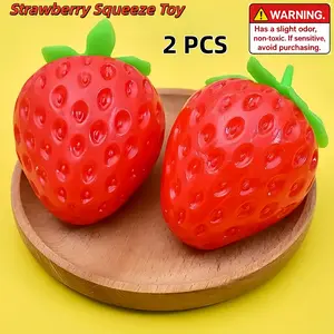 2-Pack Strawberry Squeeze Toy, Fun Sensory Stress Relief Toy, Flour Fruit Compression Ball, Party Gift, Unisex Diecast Toy