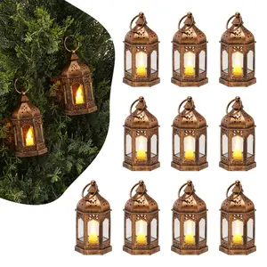VEVOR 12 Pcs Decorative Candle Lantern, LED Electric Flameless Candle, Plastic LED Holder with Glass, Wall Hanging Indoor Porch Lanterns for Wedding Table Party Farmhouse Indoor Decor, White