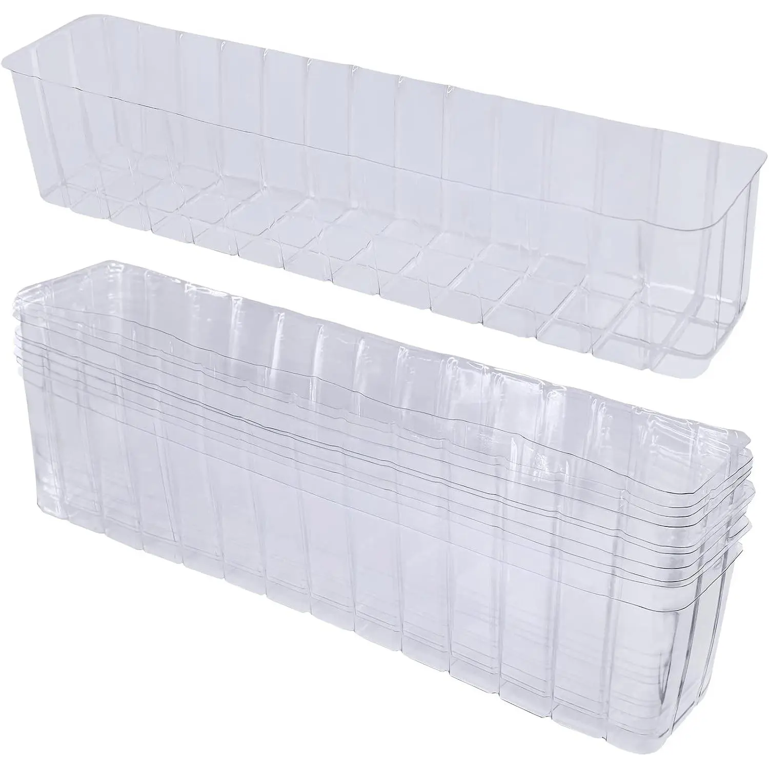 10 count Plastic Planter Liners Clear Rectangular Plastic Liners for Flower Box Planter Window Box Planter 16.2" L x 3" W x 3.5" H for Indoor Outdoor Flower Arrangement Succulent Garden Windowsill Decor