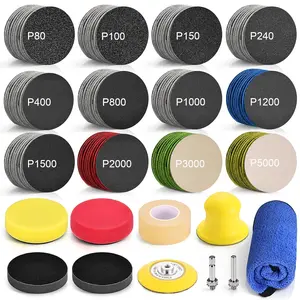 130 count Headlight Restoration Kit, 3 Inch Wet Dry Sanding Discs 80-5000 Grit with Drill Attachments & Polishing Pads,  Headlight Lens Repair Set with Interface Pads and Masking Tape