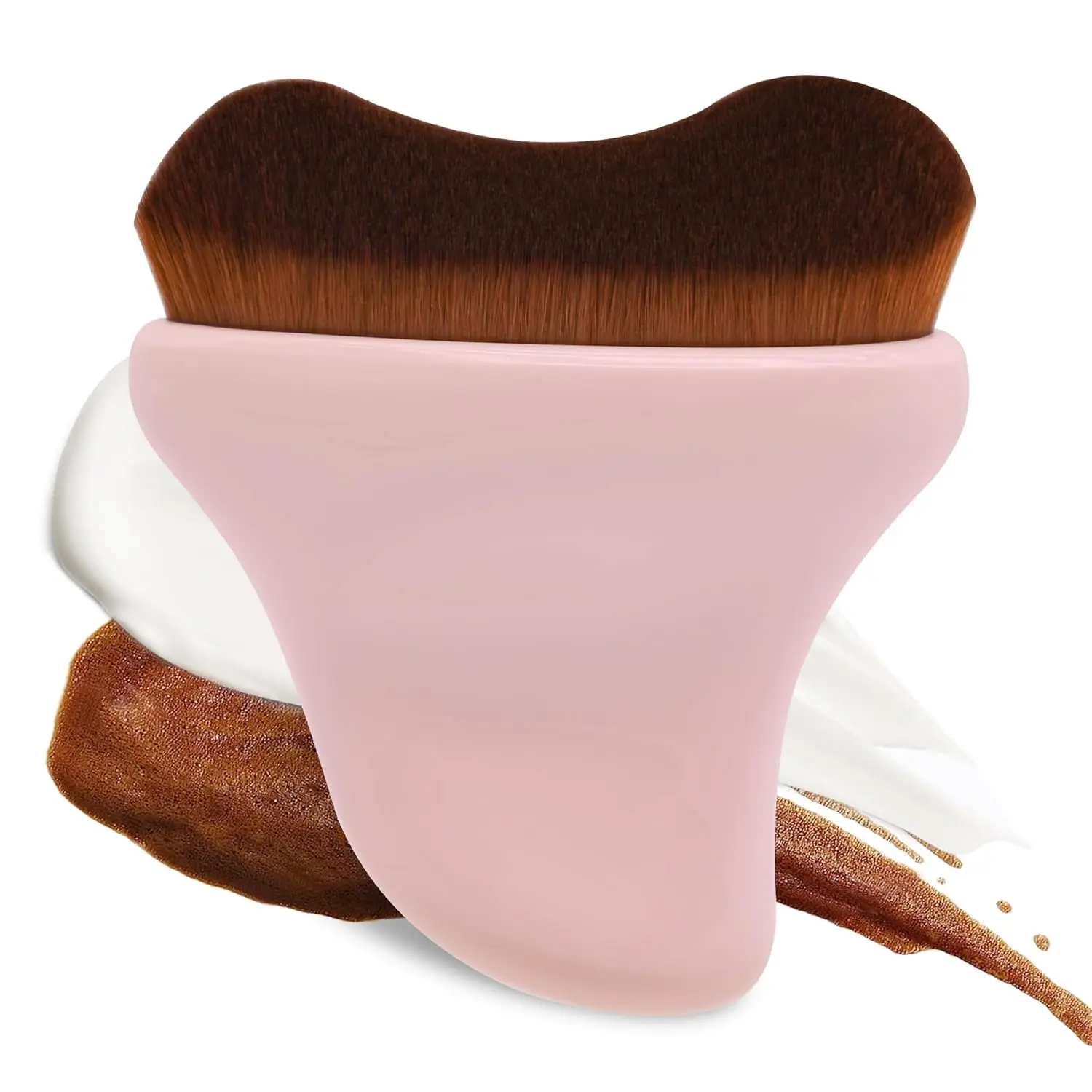 Personal Synthetic Bath Accessories Self Tanner Brush - Kabuki Bronzer Brush for Face & Body Makeup, Cream-Applicable Self Tanning Mitt (Pink)
