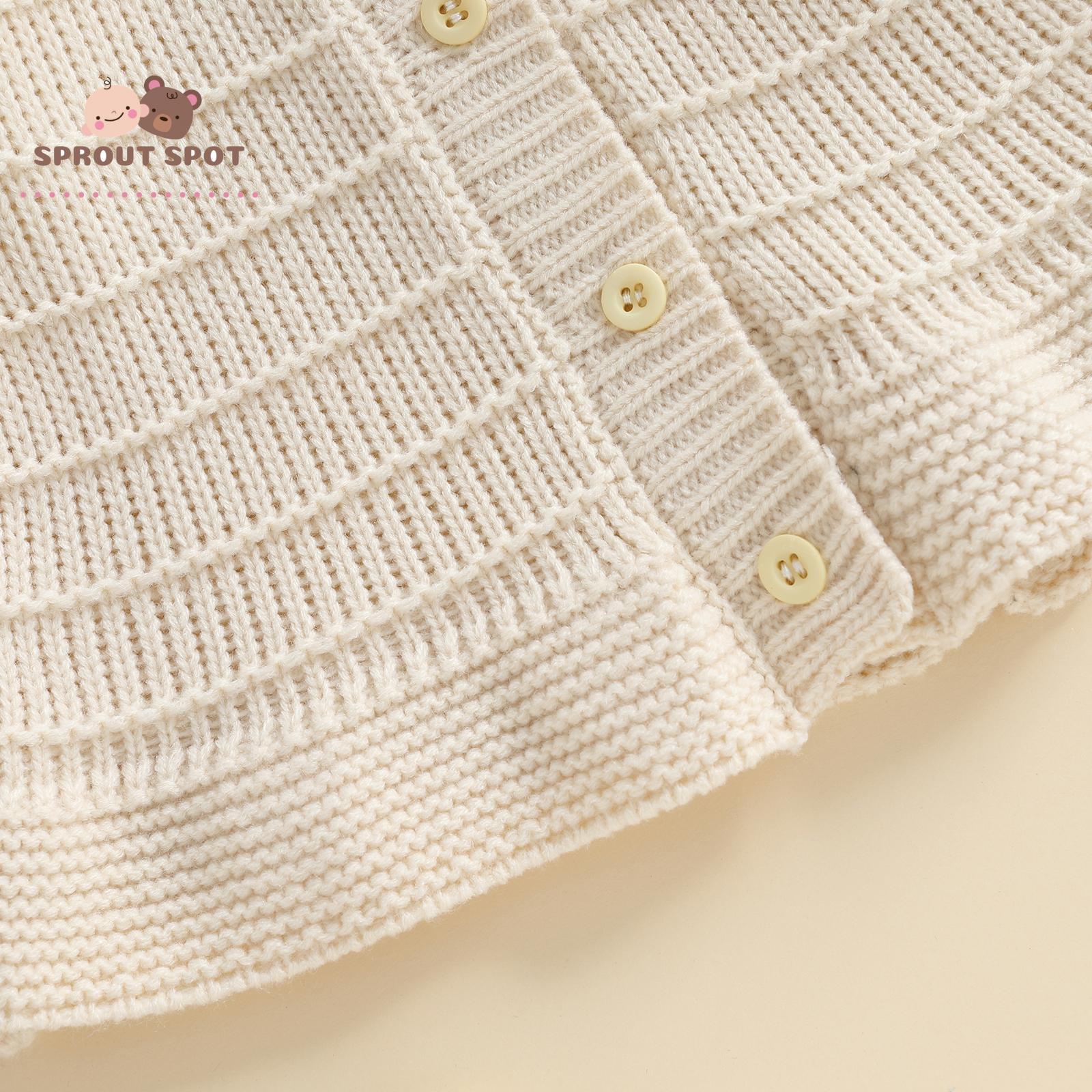 Toddler Baby Girl Knitted Cardigan Solid Color Long Sleeve Crew Neck Button-up Sweater Casual Winter Fall Clothes