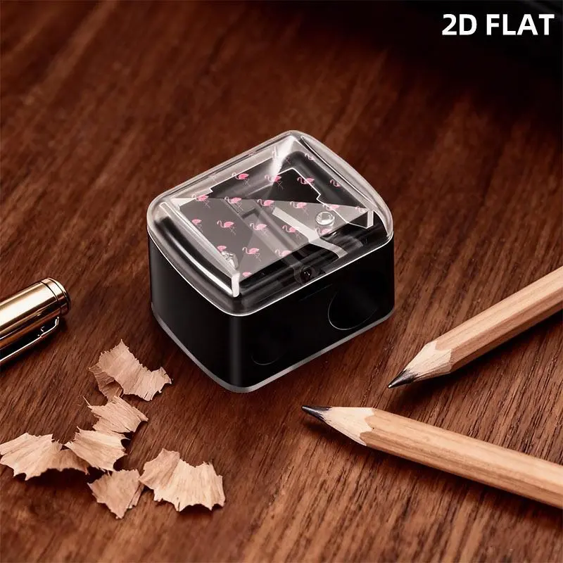 Black Pink Flamingo Pattern Cosmetic Pencil Sharpener, 1 Pack, High Contrast Grid Flamingo Print Design, Portable Makeup Tool for Sharpening Lip Liners & Eyeliners for Daily Makeup Use