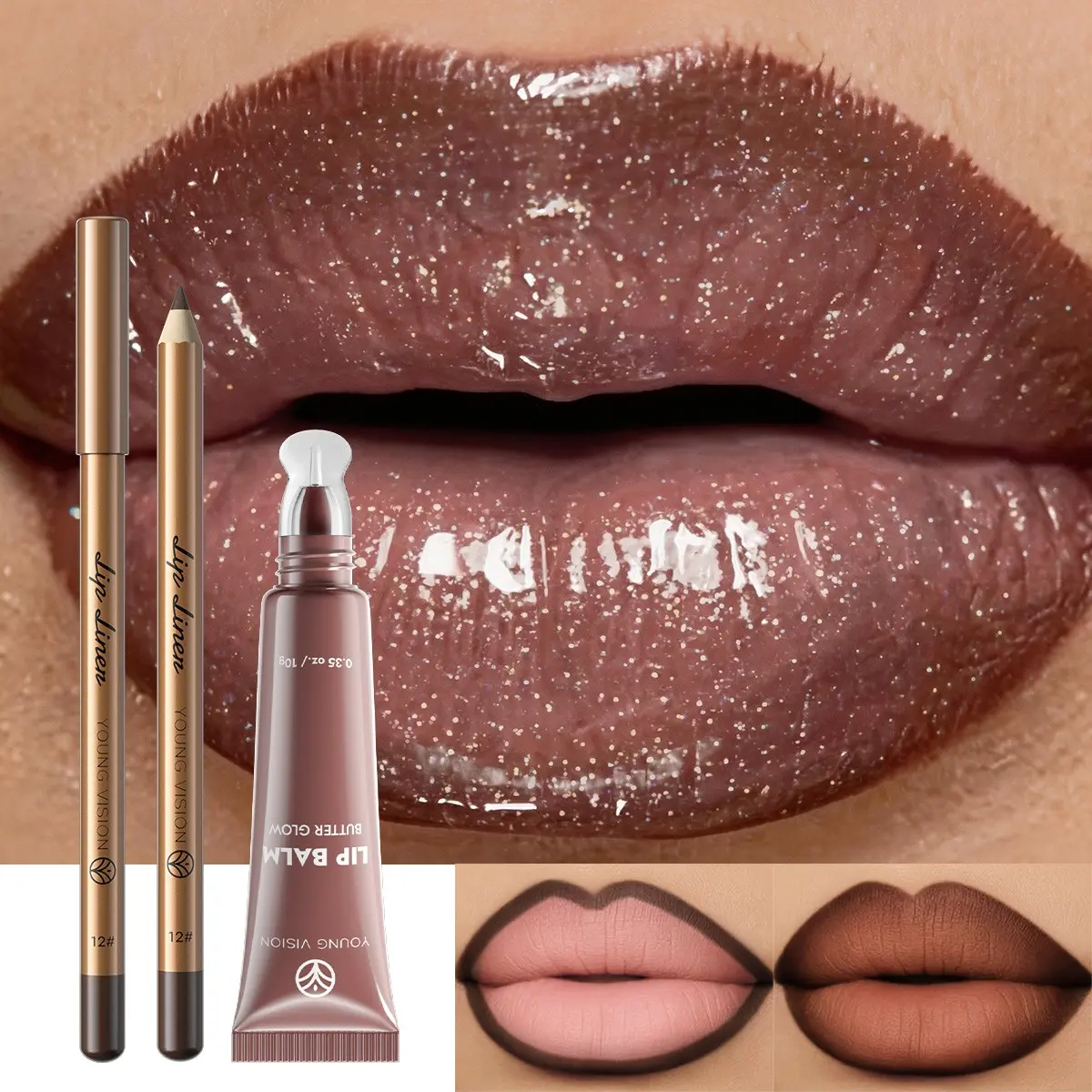 YOUNG VISION Lip Liner and Lip Oil Set, Smooth Color Application, Long-Lasting Lips, Complete Lip Makeup Kit