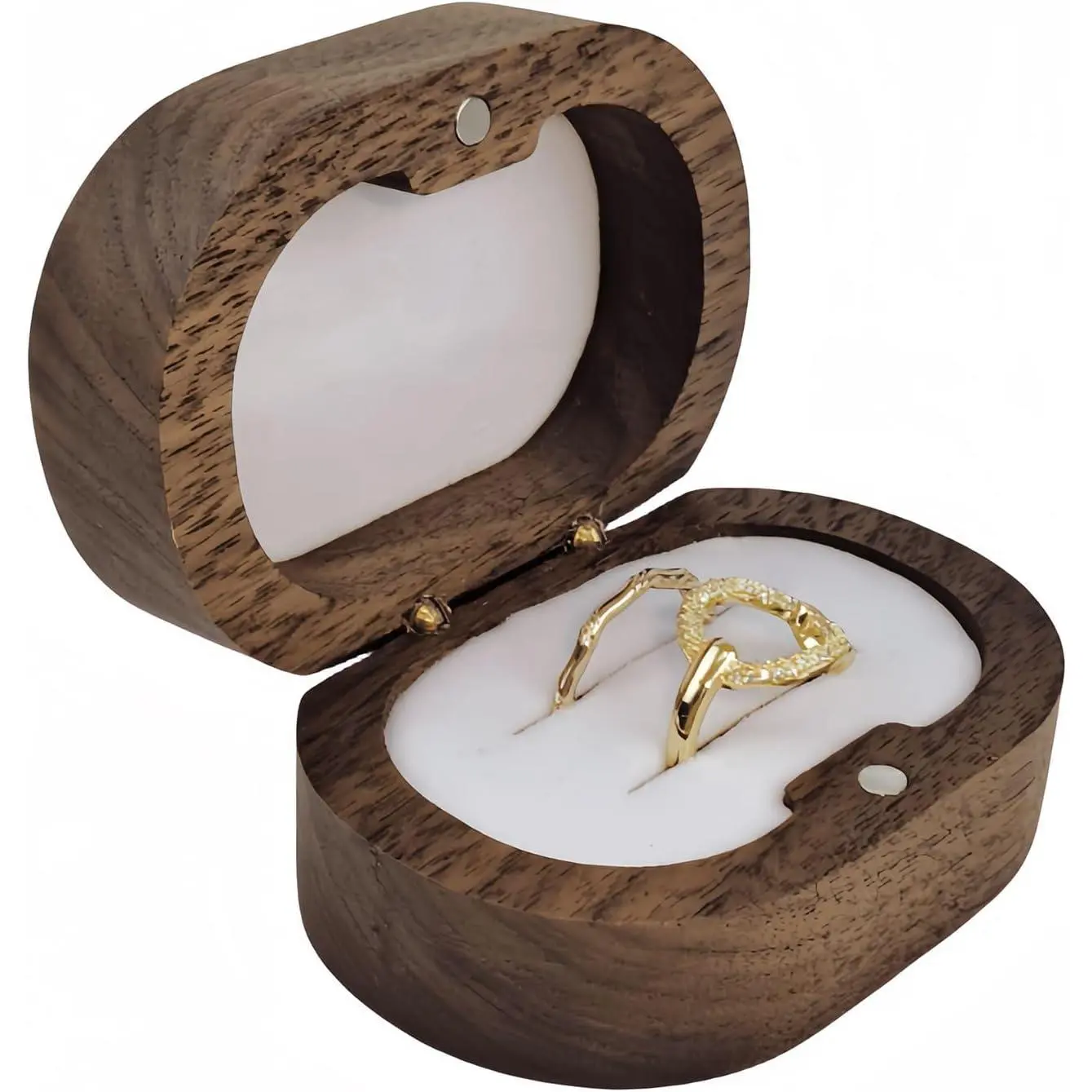 oval Rustic Wedding Ring Box for Proposal, Engagement Ring Holder  for Wedding Day,  Wooden  Personalized Ring Storage Box Engagement
