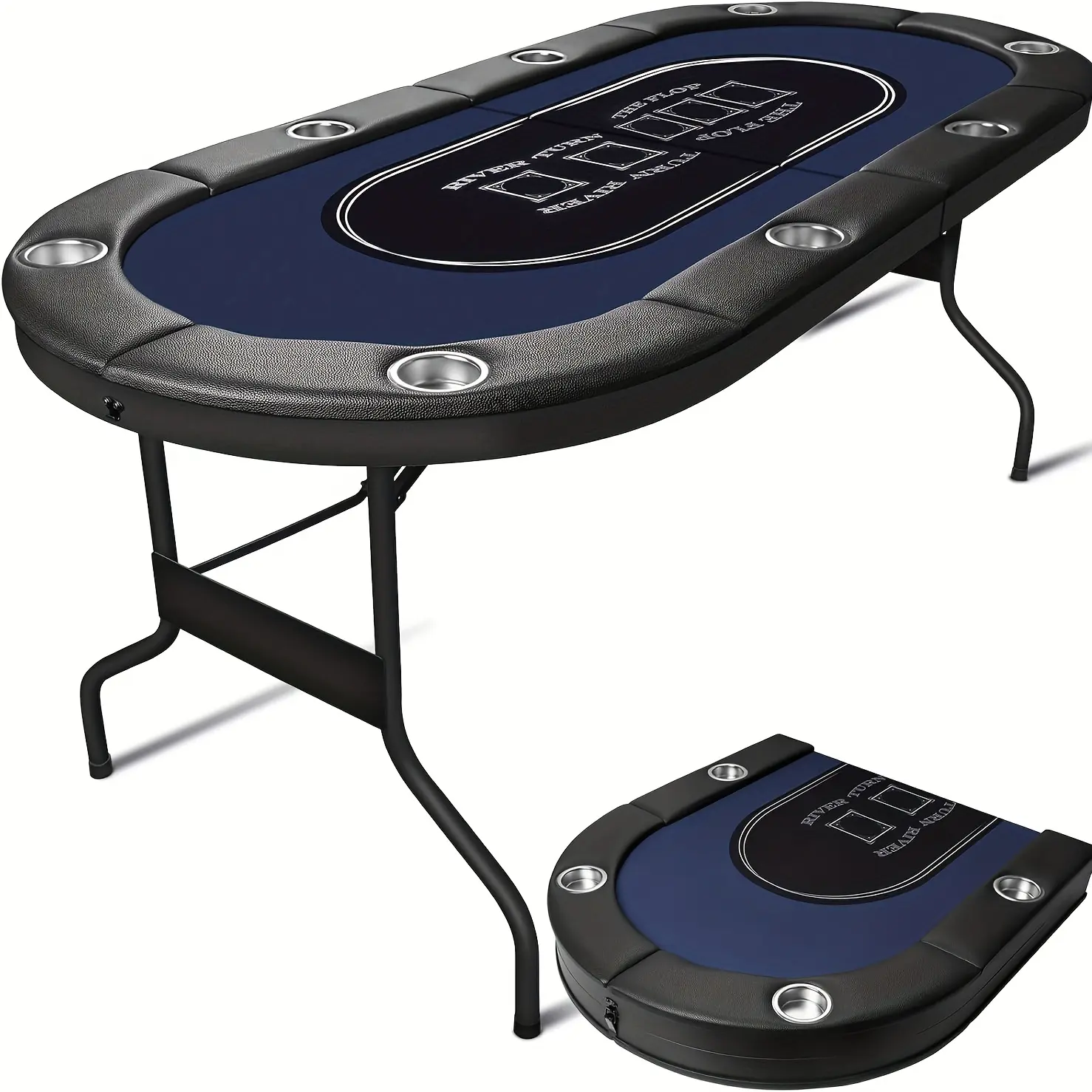 Extra Long Table - Heavy-Duty Foldable Poker Table with Padded Rails & Cup Holders - Extra Large 71-Inch Party Game Table, Sturdy Steel Frame, Portable with Folding Legs for Home, Poker Nights, Tournaments, for family Game Nights - Ideal for Adults
