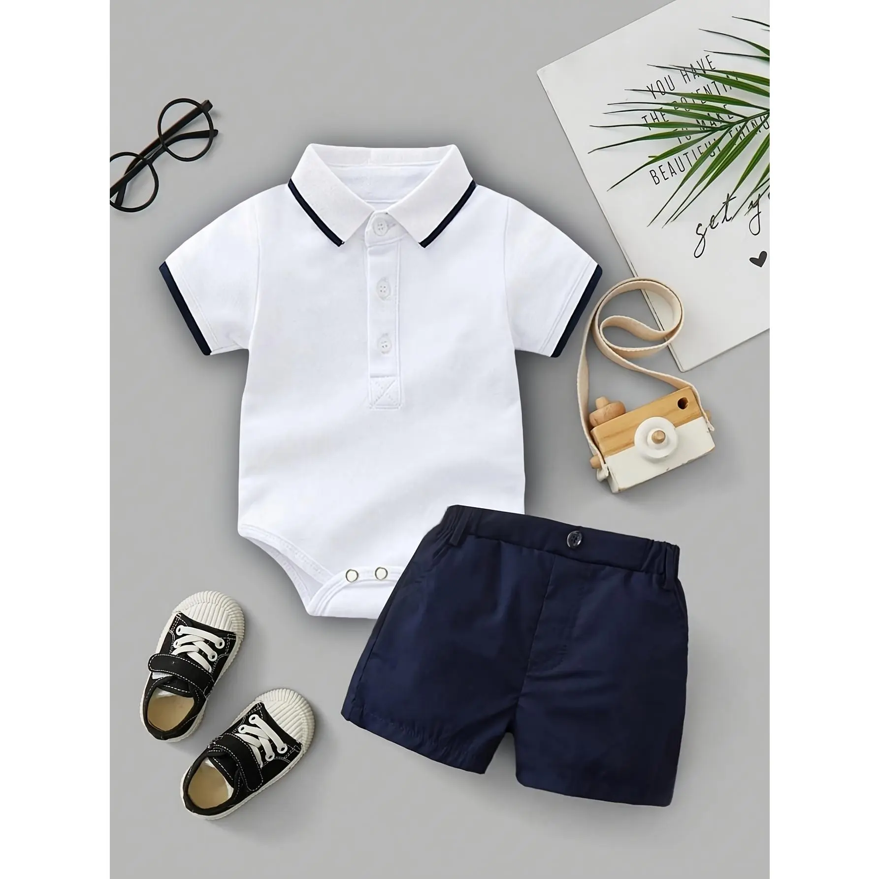 [Baby Boy Polo Set] Baby Boy Polo Shirt And Shorts Set - Newborn Solid Short Sleeve Short Pants Outfit - Infant Sports Casual Outdoor Set - Toddler Lap Outfit Outdoor