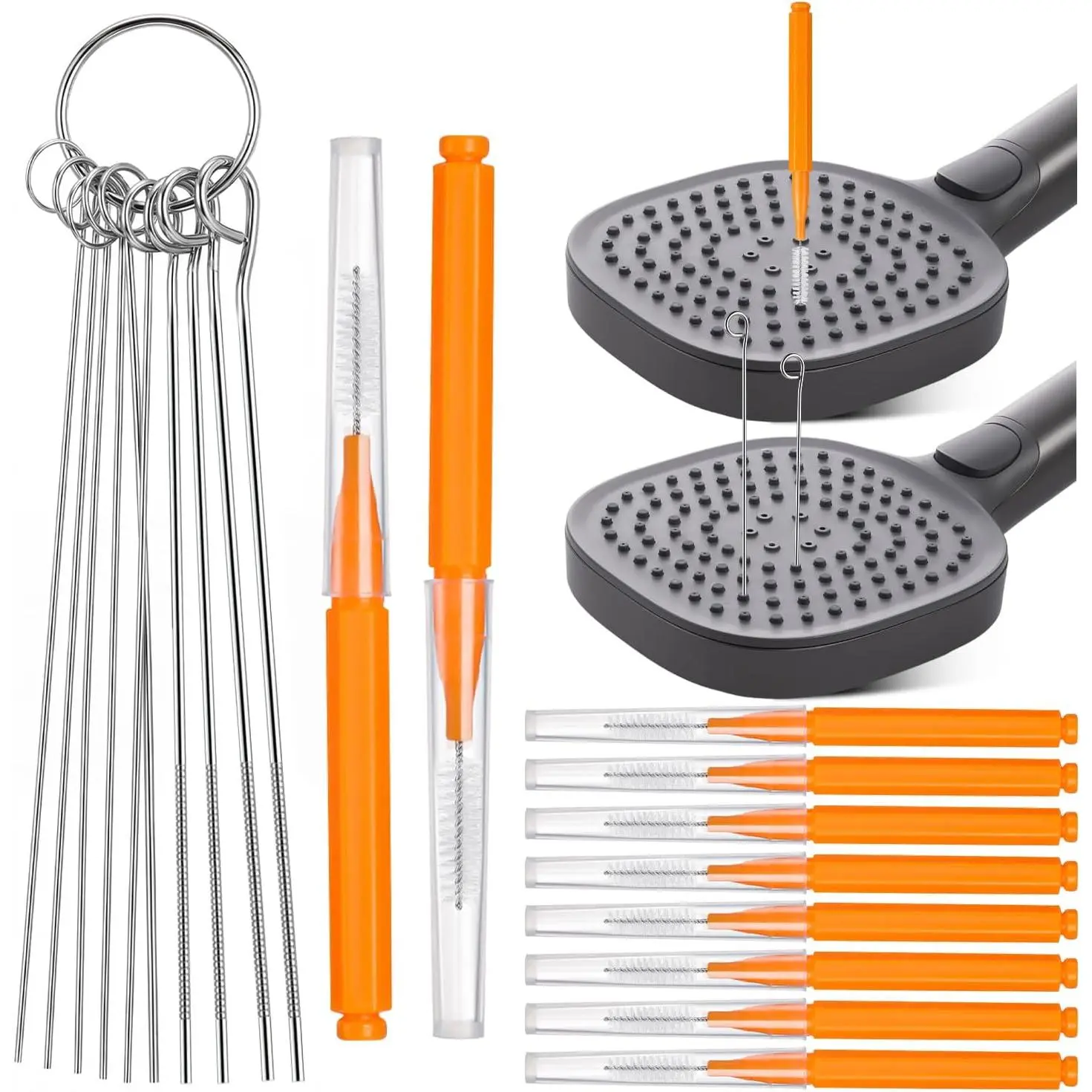 120 count Shower  Cleaner Tool, Shower  Cleaning Brush for Small Hole | 100 count Shower  Cleaning Brush, Multi-Size Shower  Cleaner Picks with Storage Box for Bathroom Nozzles Faucets