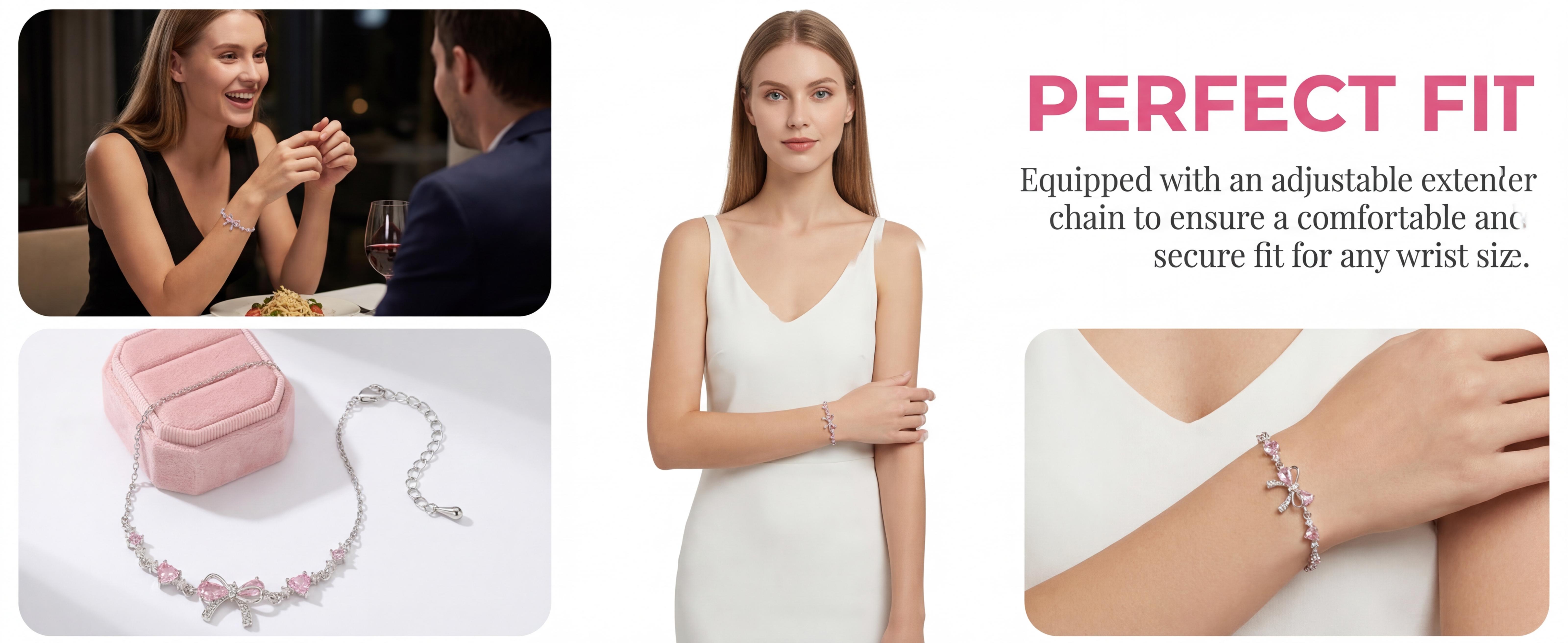 New Bow Love Heart Zircon Bracelet for Women, Cute Sweet Light Luxury Niche Design, Minimalist Trendy All-Match High-End Sense Exquisite Jewelry, Ideal Gift for Friends and Girlfriends teen girl gifts mini gifts gifts for boyfriend easter gifts for kids