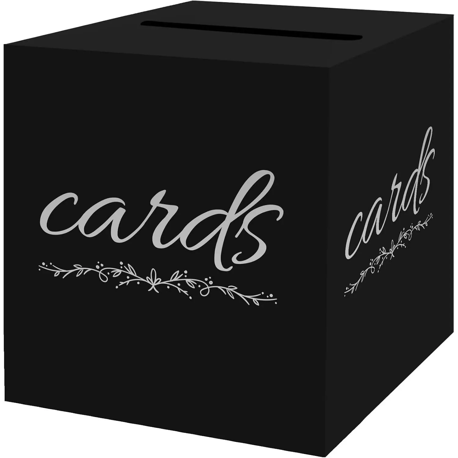 Black  Card Box for Birthday Party,  Or Bridal Shower, Graduation, Anniversary, Wedding, 7.8x7.8x7.8 Inch  Card Holder Box Raffle Boxes with Slot