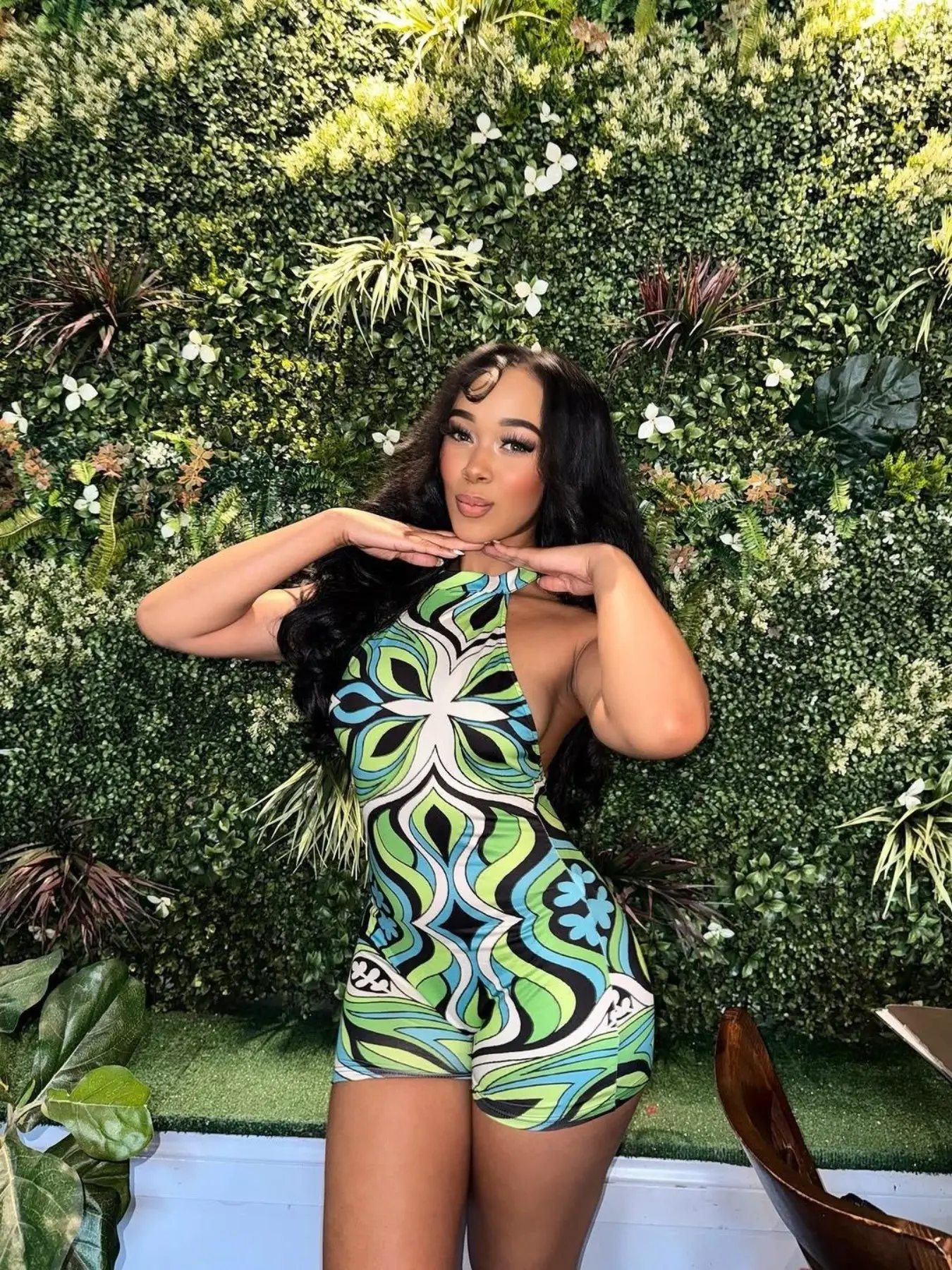 Fashion Colorblock Print Sleeveless Beach Romper, Women's Casual Tight-Fitting Bodycon Romper, Stylish One-Piece for Ladies