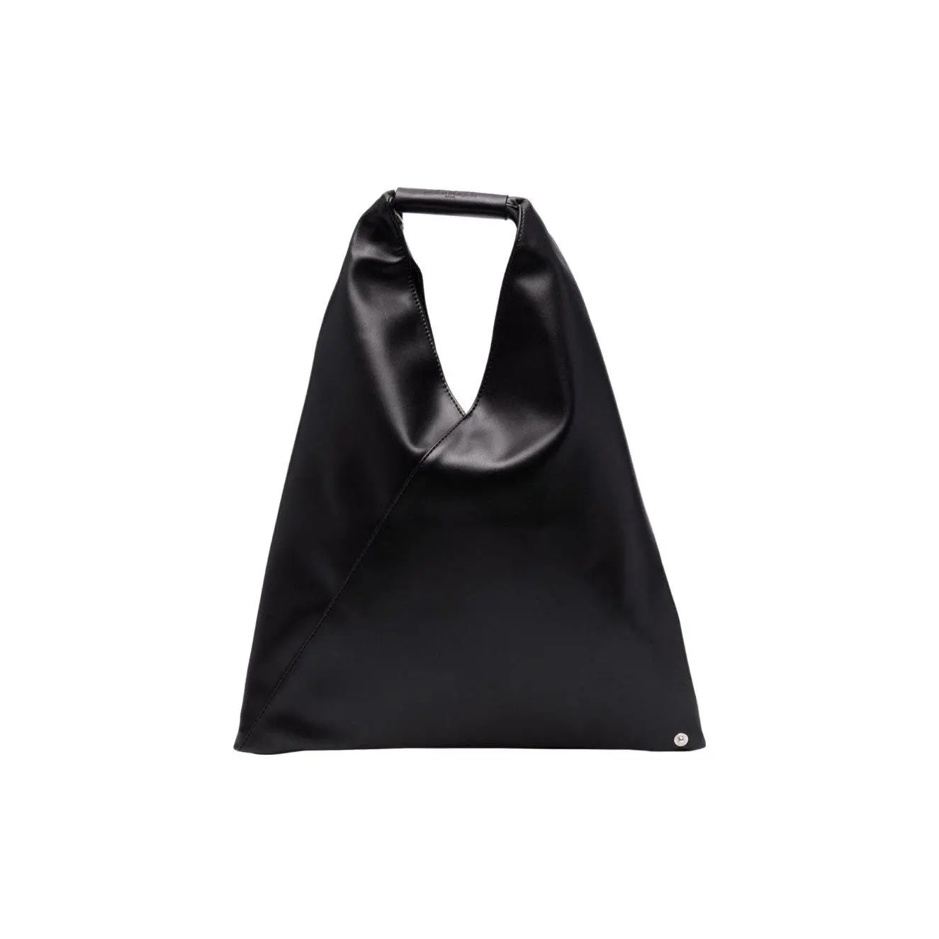 MM6 Maison Margiela Triangular Hobo Tote Bag for Men and Women, Adjustable Open-Top Leatherette Handbag in Black