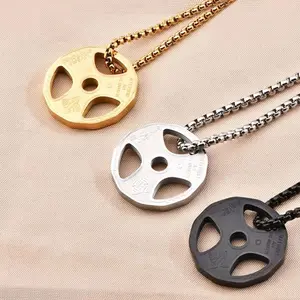 Dumbbell Pendant Necklace for Men, Solid Silver Gray Zinc Alloy Sports Chain, Durable Jewelry for Fitness Lovers and Daily Workouts