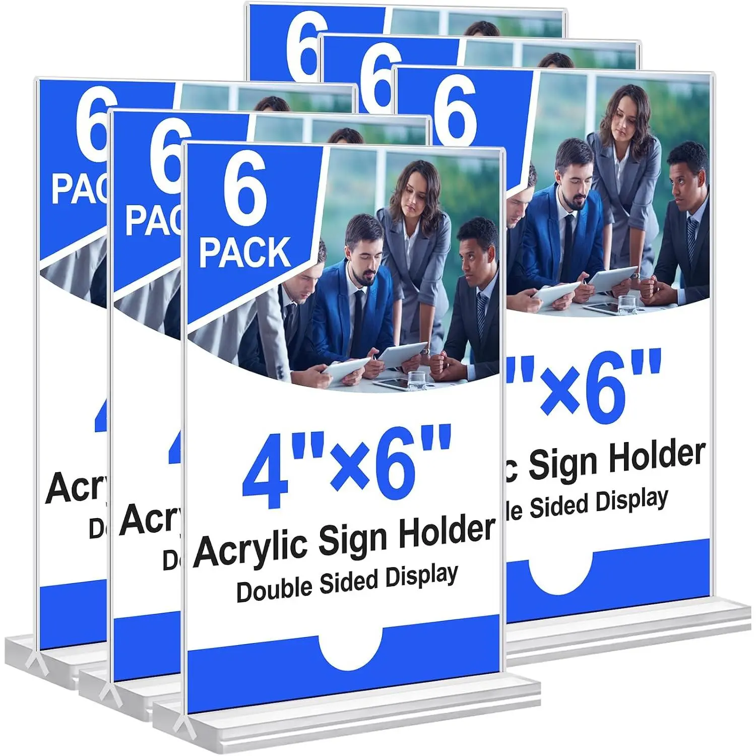 Sign Holder 4x6 Vertical Plastic Signs  Frame Display Signs Table Stand Bulk 6 Pack