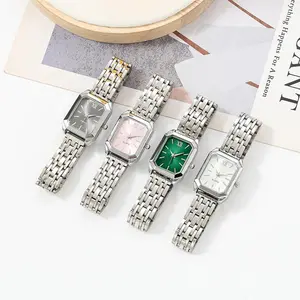 Versatile and Simple Women's Square-Shaped Ins-Style Steel Band Quartz Watch, Stylish and Fashionable Bracelet Watch Set