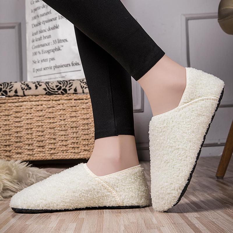 Winter Cotton Shoes for Women House Slippers Cozy Sock Shoes with Soft Rubber Sole Slip On for Indoor Outdoor