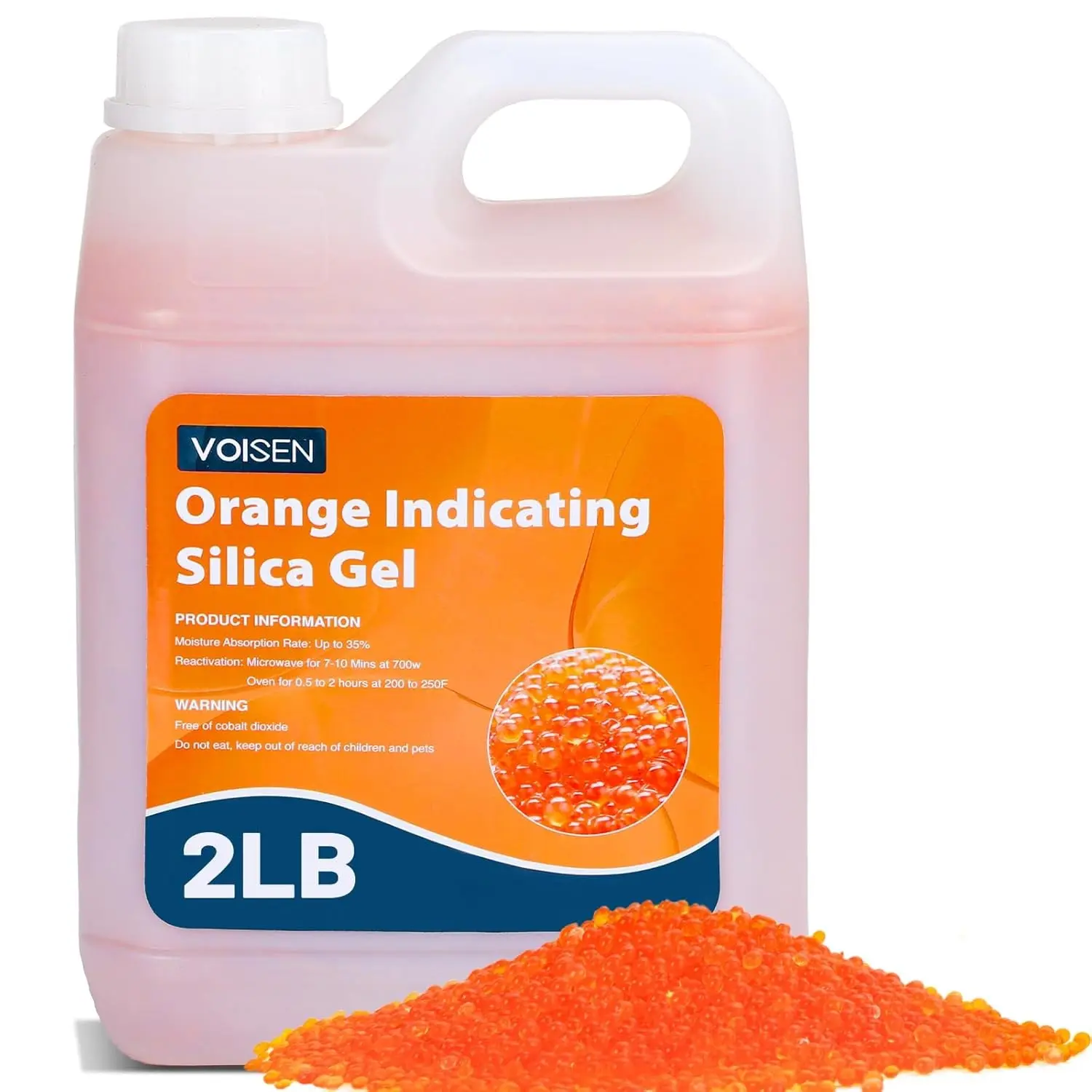 2 LBS Orange Indicating Silica Gel Desiccant Beads,Reusable Desiccant Industry Standard 3-5 mm,Desiccant for 3D Printer,Electronic,Clothes,Painting,Jewelry