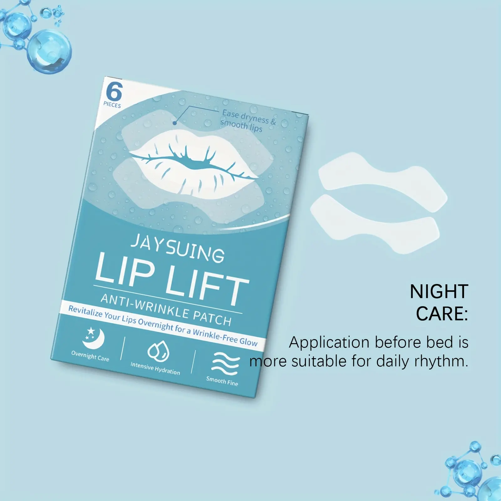 Lip Moisturizing Patches: Deeply Nourish Lips Overnight, Improving Skin Elasticity. Lightweight and Comfortable for Overnight Lip Care.