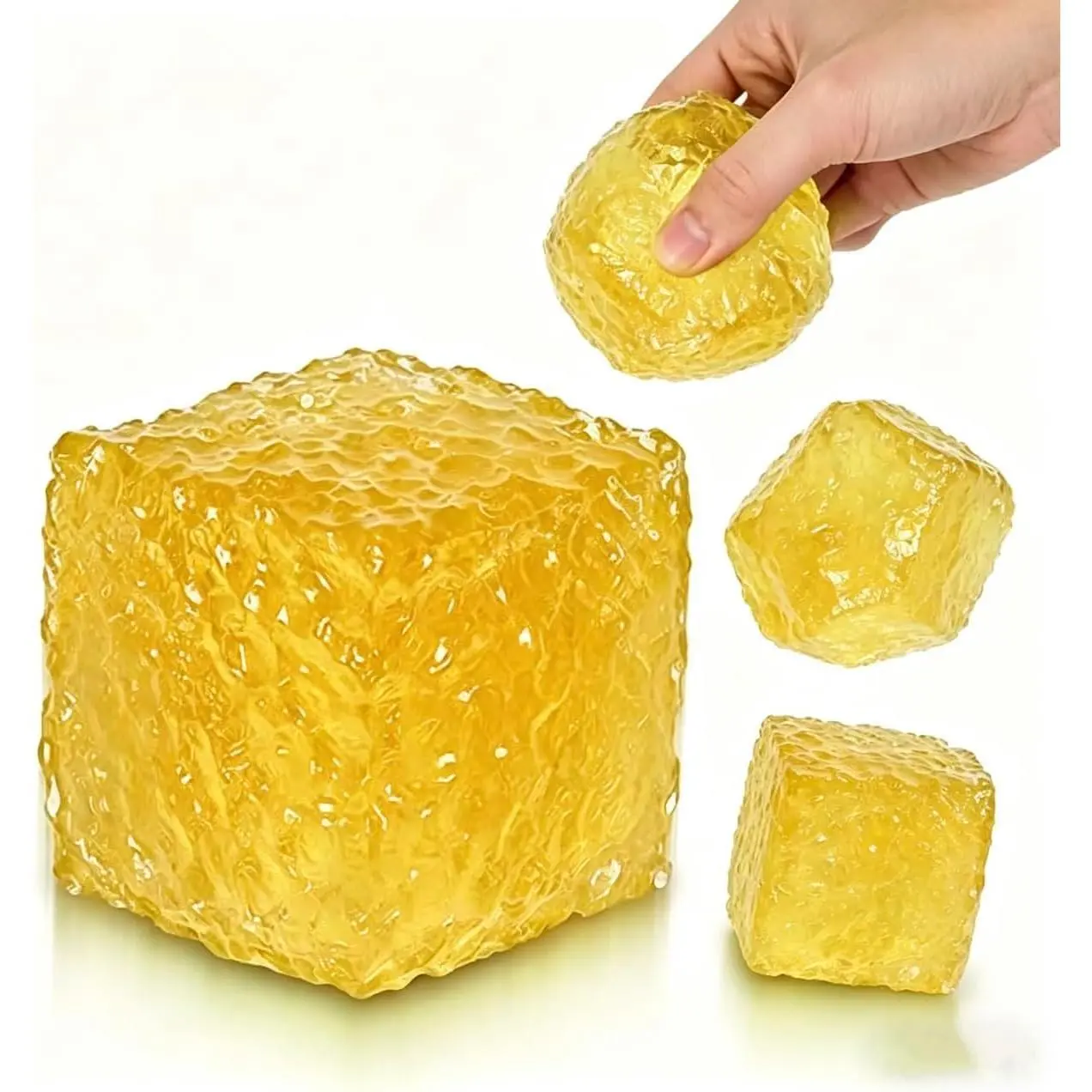 Fidget Toys Stress Relief , Ice Cube Squeeze Toy for Adults & Kids, Honeycomb TPR Kneading Sensory Toys, Palm-Sized Quick Recovery Squeeze Balls for Anxiety Orange