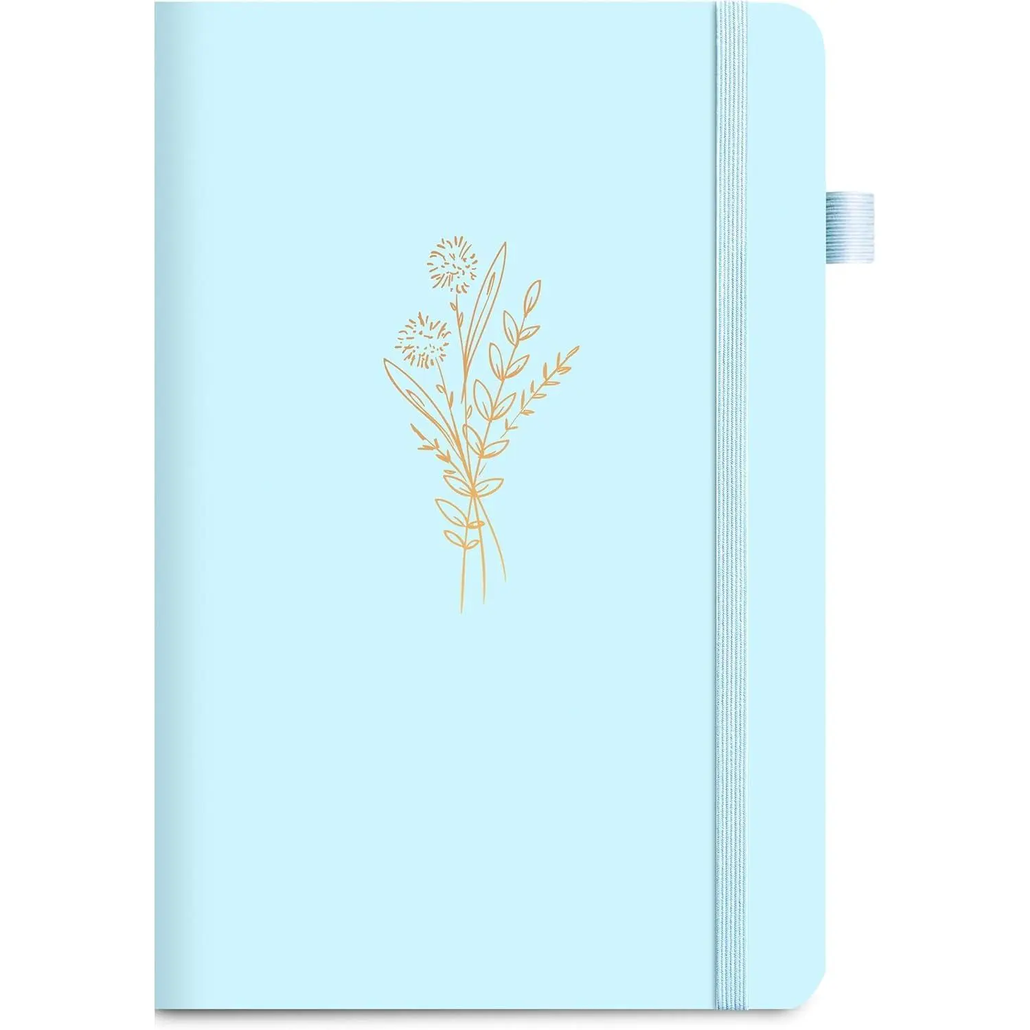 Women's Lined A5 Hardcover Journal Notebook, Cute Leather Floral Cover Writing Notebook, 192 Pages, 5.7x8.3 In Blue A5 Size Diary for Journaling Aesthetic